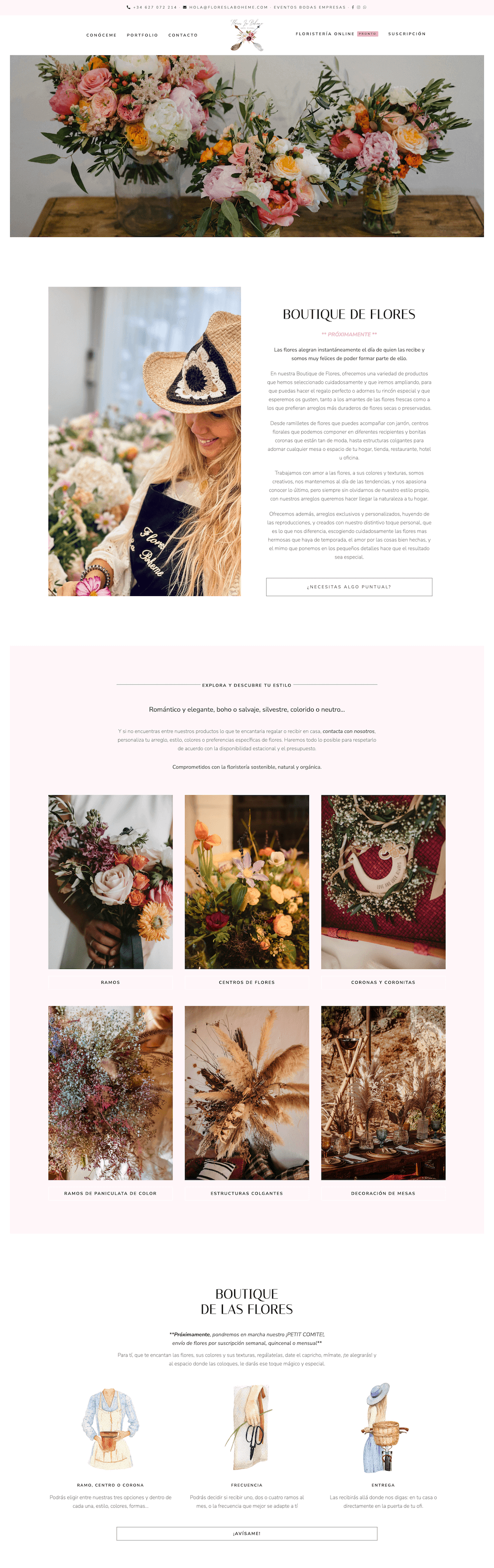 Desarrollo, diseño web, desarrollo de tienda online y SEO para Flores La Bohème