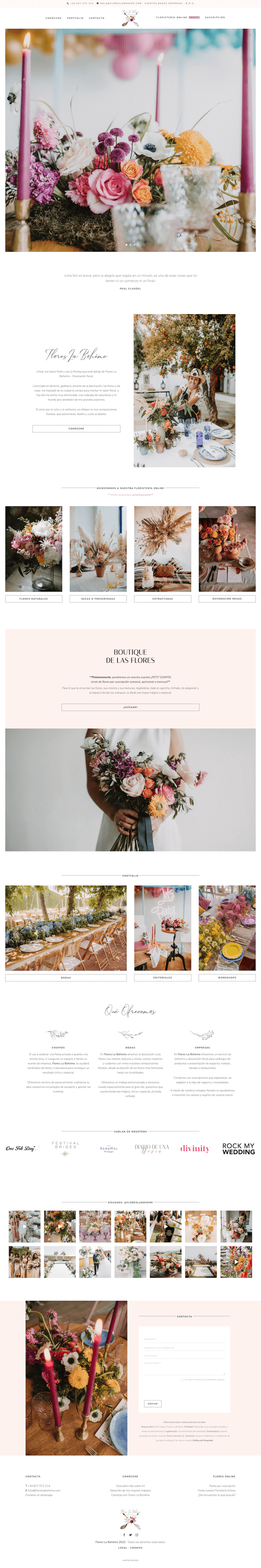 Desarrollo, diseño web, desarrollo de tienda online y SEO para Flores La Bohème